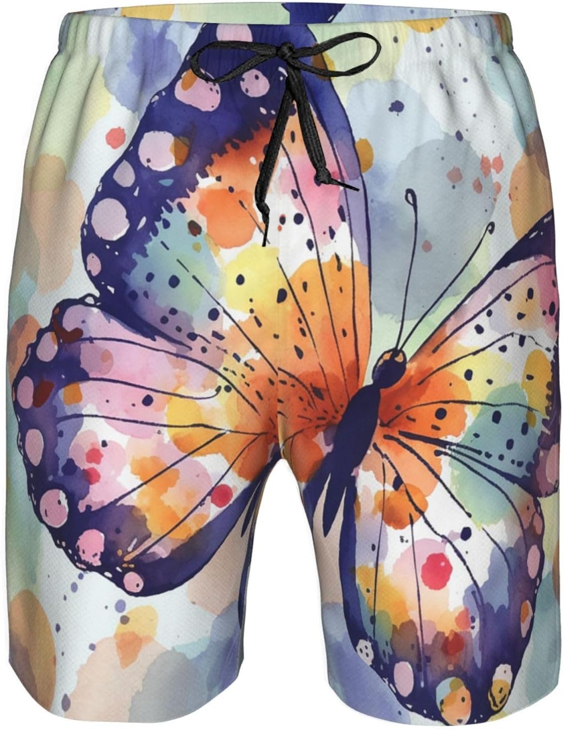 Men's Swim Trunks Quick Dry Beach Shorts Summer Bathing Suit Watercolor Butterfly Swimwear Beachwear with Pockets