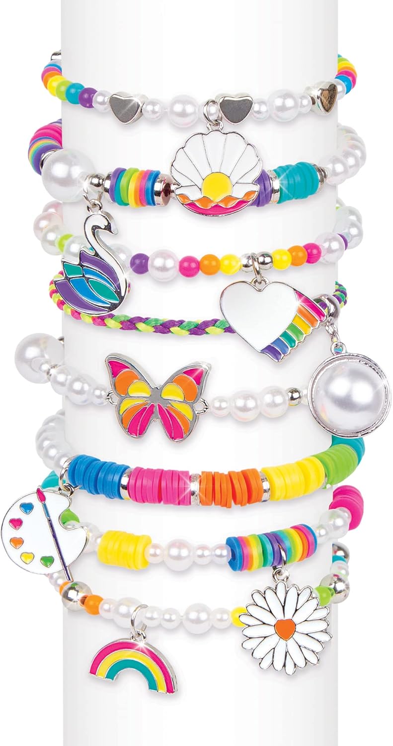 Make It Real: Rainbows & Pearls DIY Jewelry - Make 8 Fashionable Bracelets Using Awesome Rainbow Themed Charms & Beads, 598 Pieces Included, Kids Ages 8+ - Image 5