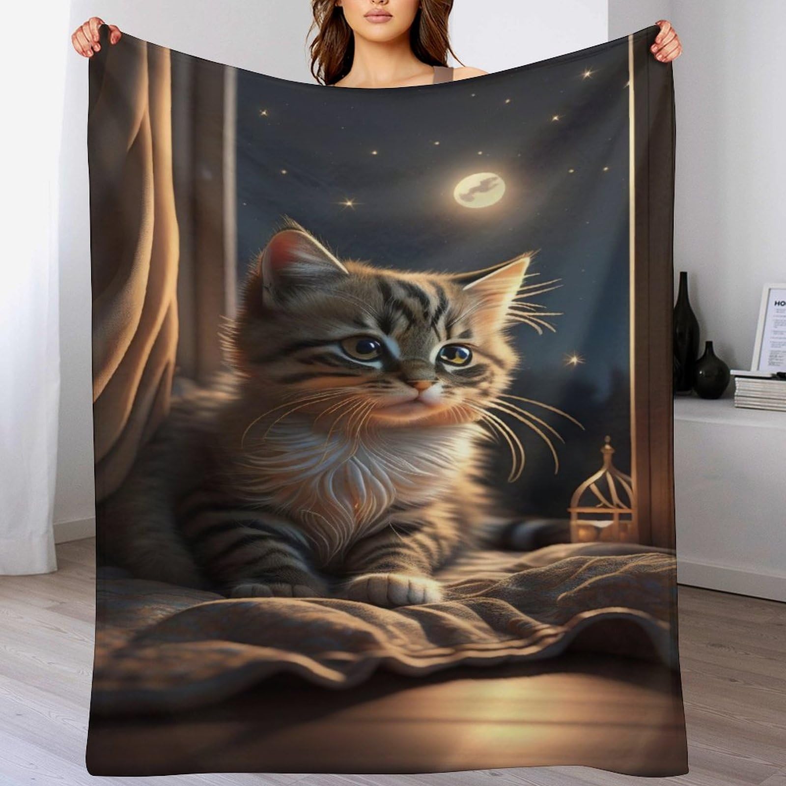 Couverture en flanelle chat 140x180 plaid en flannel confortable chaud