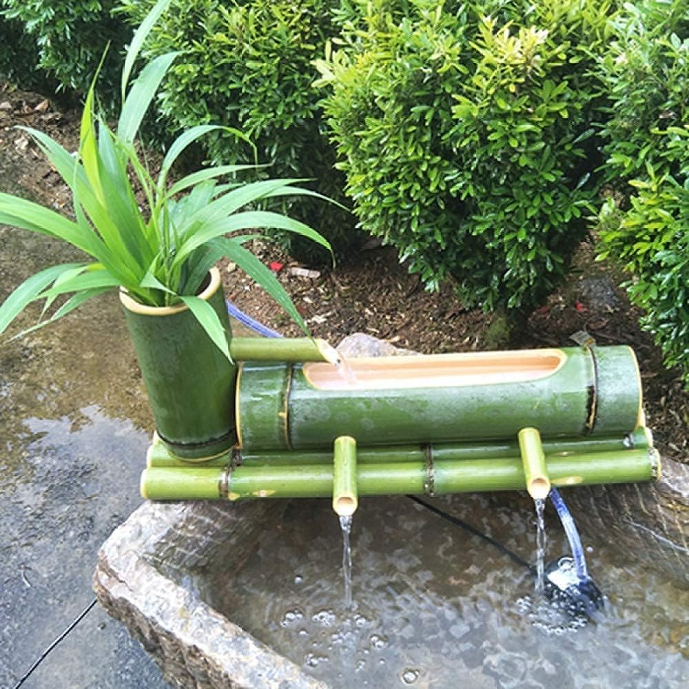 New Bamboo Fountain Decor Bamboo Fountain Water Feature Garden Handmade Fountain Pump Sculptures Statues Arts Crafts Garden Decoration Waterfall