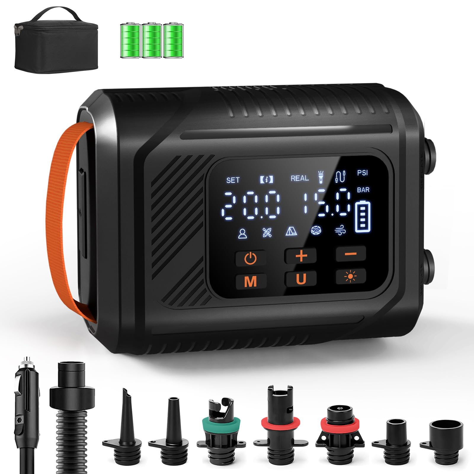 2026 Premium Electric SUP Pump 20PSI with Sleek Smart Display, Rechargeable Paddle Board Pump 5 Modes & Custom Mode, Dual Stage Fast Inflation & Auto-off, 12V DC Car Charger for SUP, Kayak, Tent โ image 1