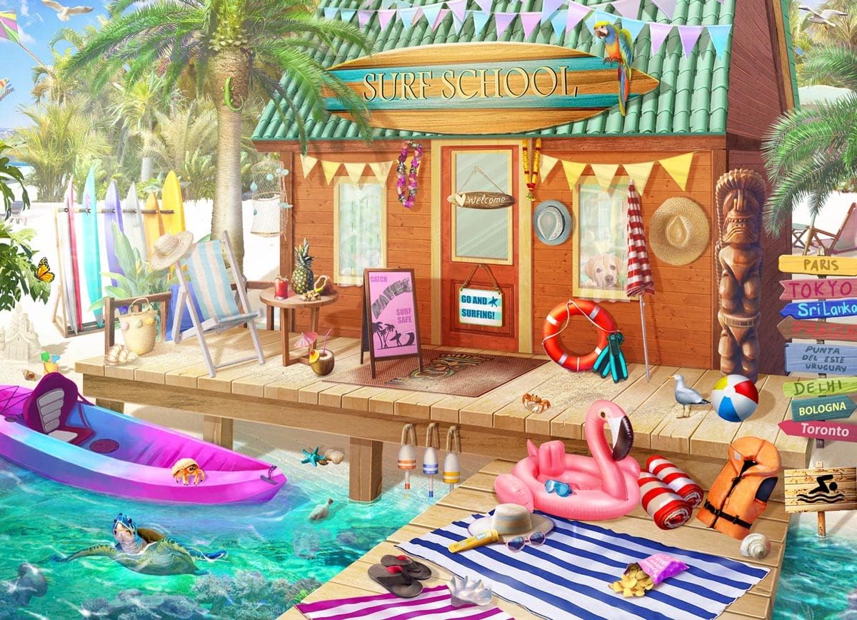 Vermont Christmas Company Surf School Jigsaw Puzzle 1000 Piece by, 1000 pieces, 26 5/8" x 19 1/4"