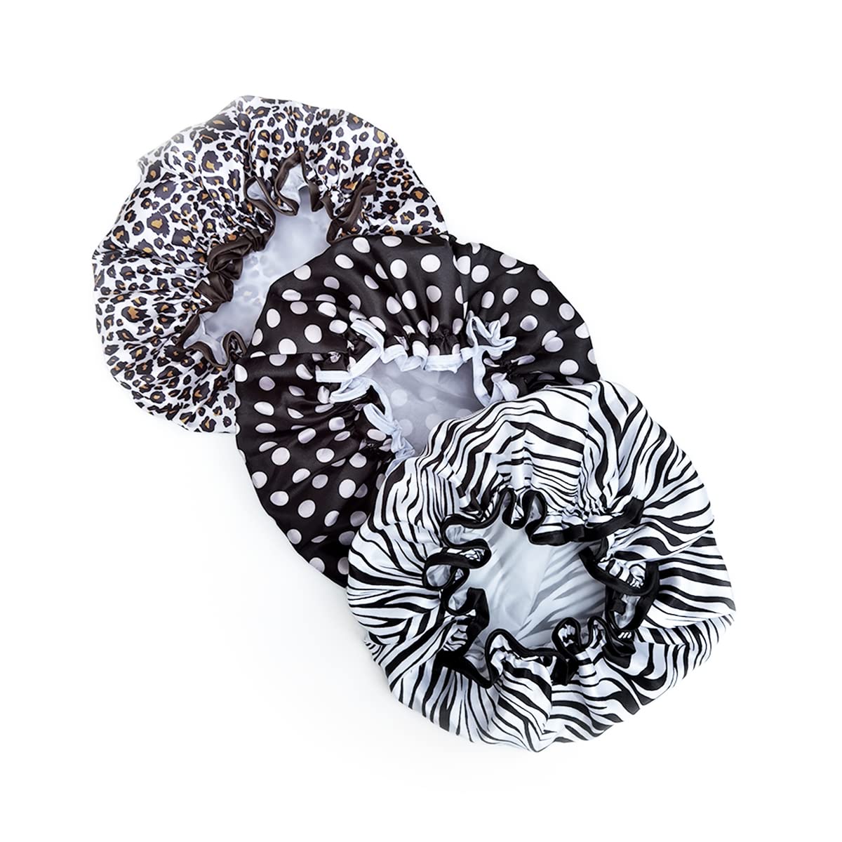 Shower Cap, 3 Packs Waterproof Reusable Bath Caps for Women Hair, Double Layers Elastic Shower Hat Hair Protection : Beauty & Personal Care