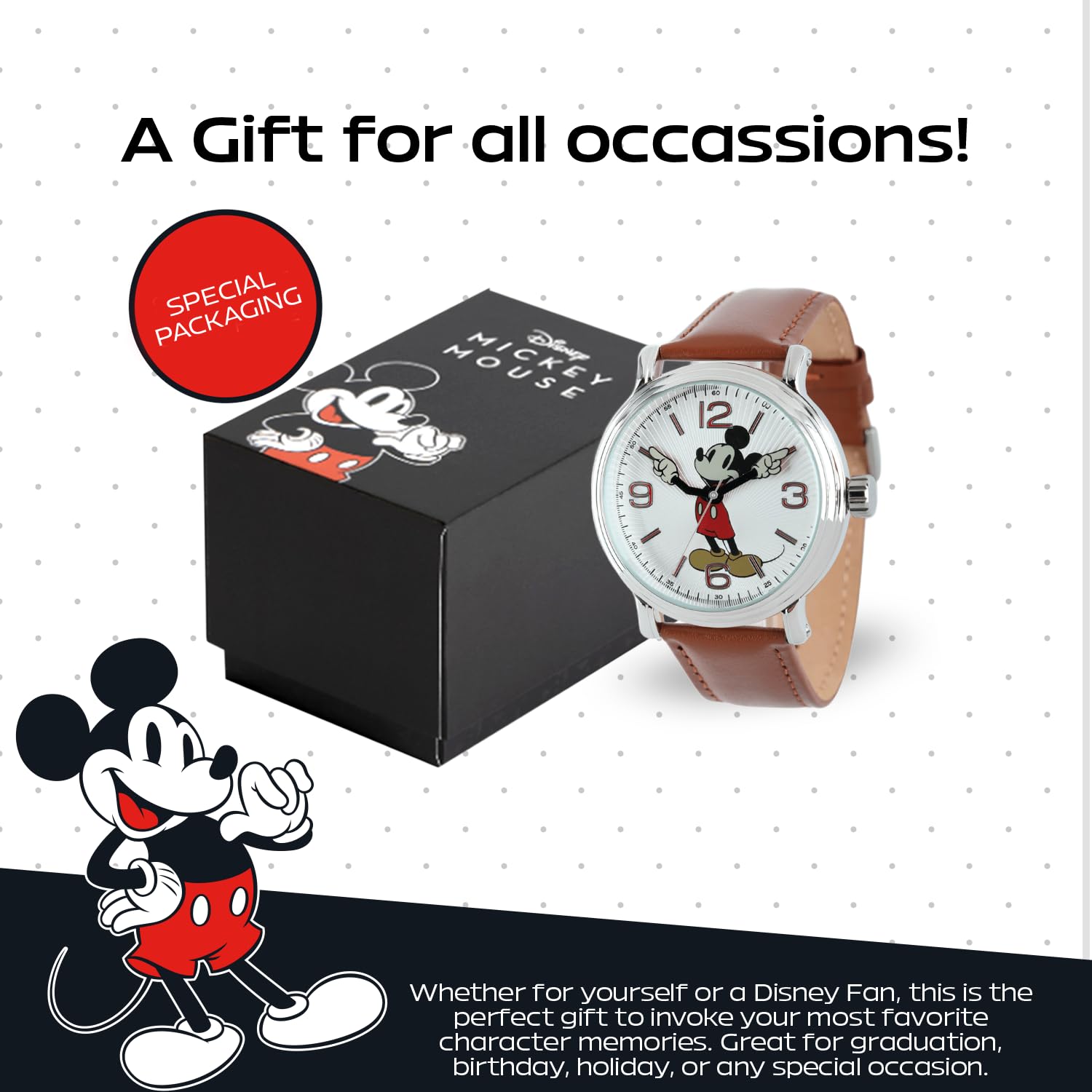 Disney Mickey Mouse Adult Vintage Articulating Hands Analog Quartz Watch - Image 6
