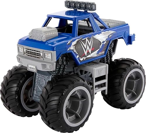 Mattel WWE Figura de acción y juego de vehículos, Wrekkin Slam Crusher Monster Truck con 8 piezas separables