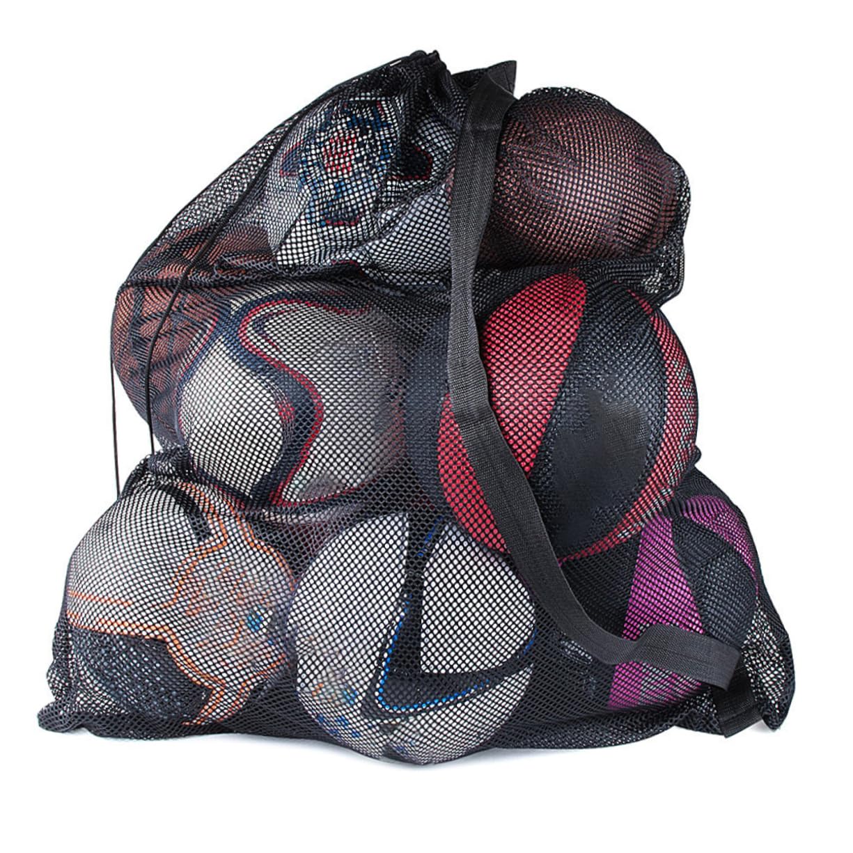 ifundom Borsa sportiva Borsa da ginnastica pallacanestro Borsa da basket palestra Maglia netto Borsa da rete per palline sportive borsa a sfera borsa da calcio con coulisse poliestere Nero