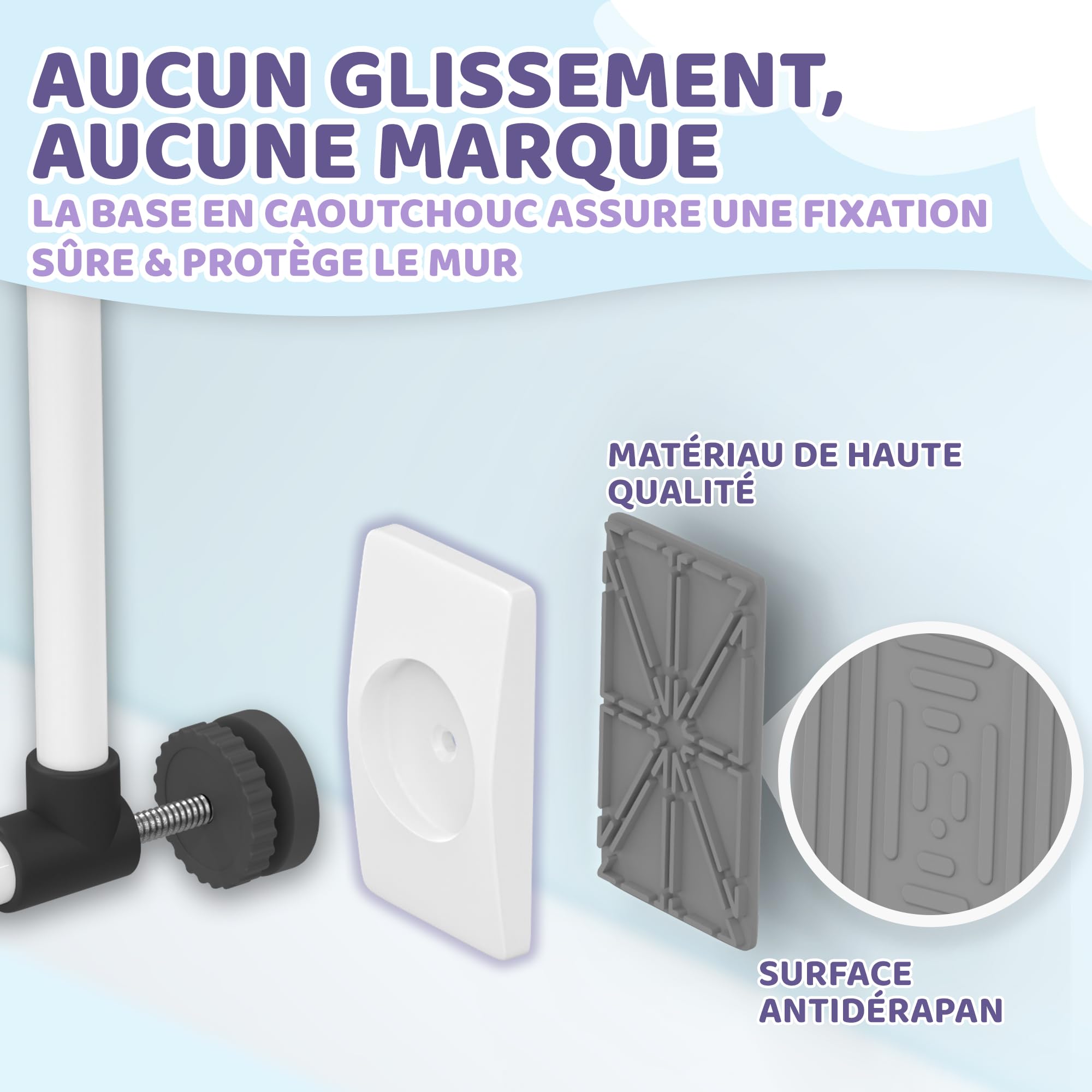 4X Patins de Protection Murale – Protection Murale sans Perçage – Grille et Barrière de Sécurité pour Escalier & Porte – Fixation à Pression pour Bébé & Enfants