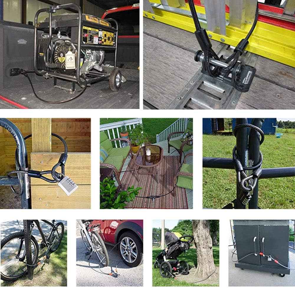 Chain Locks, Bicycle Cable Locks, Safety Cables, Vinyl Braided Steel Wire Sealed Ends with Loops, for Bicycles, Motorcycles, Ships, ladders, Doors, Lawn mowers and Equipment Lock Accessory Kits : Sports & Outdoors