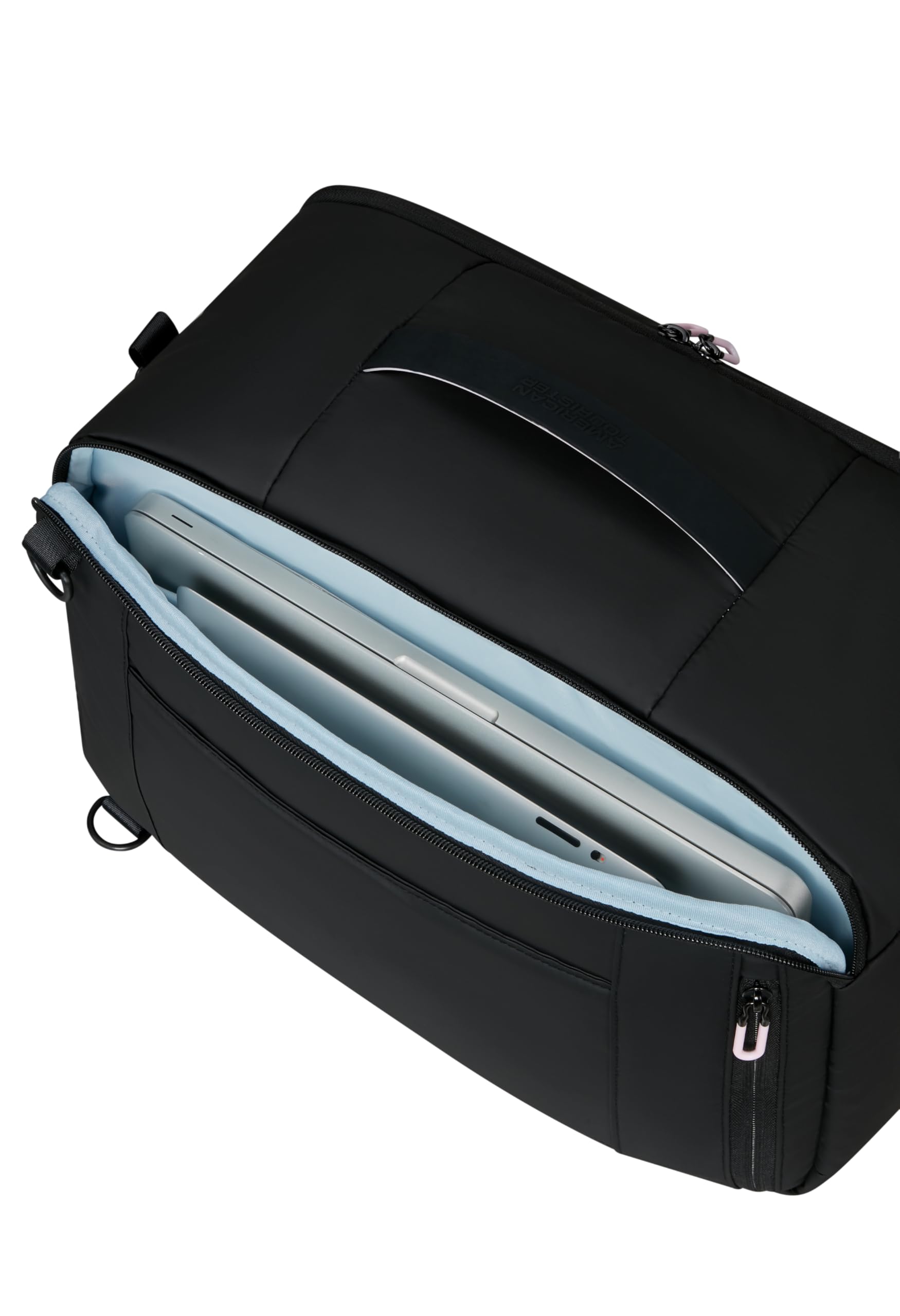 American Tourister Puffypop - Bagaglio a Mano da Sottosedile Donna (40 x 25 x 20 cm, 21 L, 0.70 kg) - Borsa da Cabina Versatile 3-Way, Zaino Aereo con Scomparto Laptop 14" - Nero