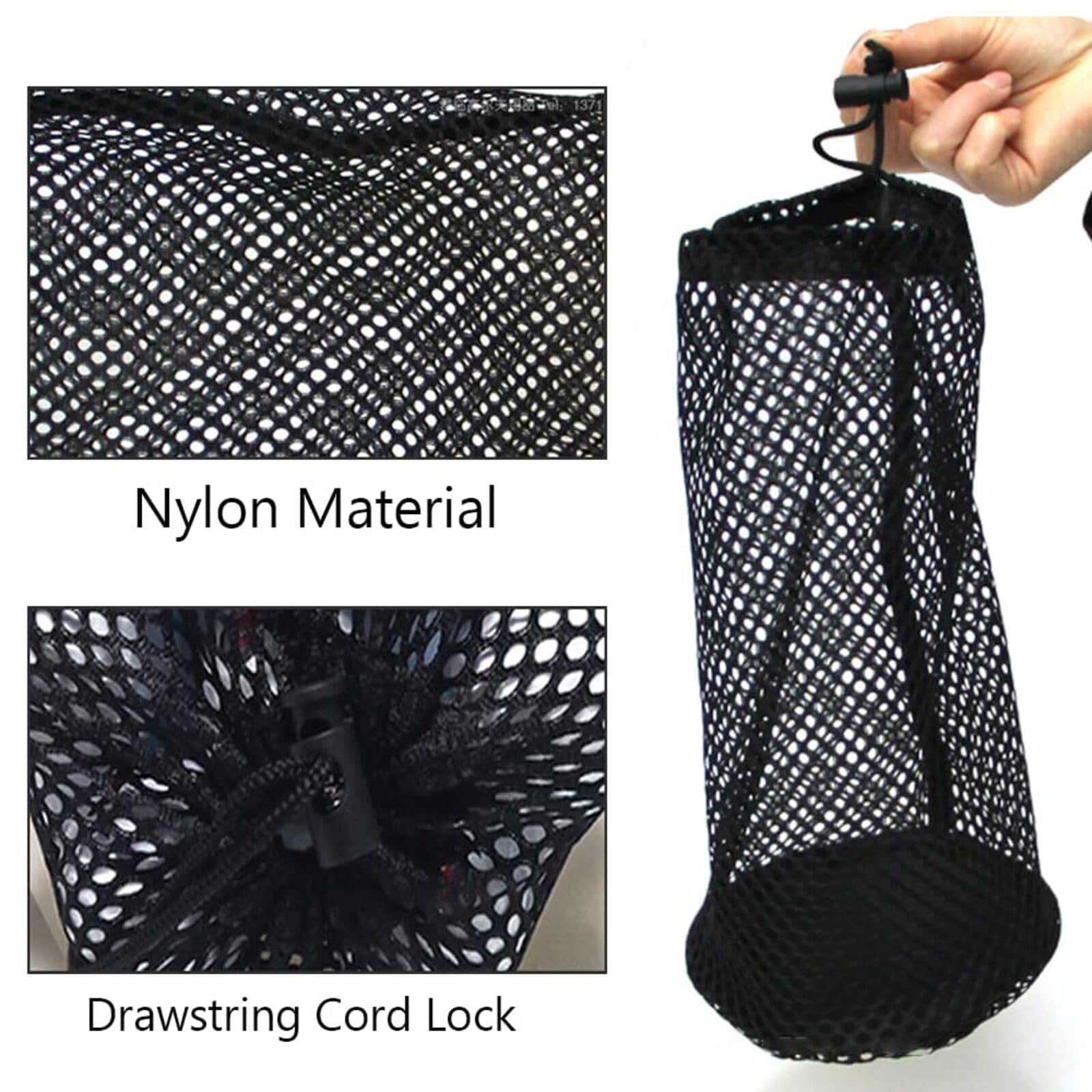 FYHJNC Golf Ball Nylon Rope Net Bag, Large Mesh with Drawstring Cord Lock, for Courses Schools, Fitness Clubs, Camping, Traveling - Image 3