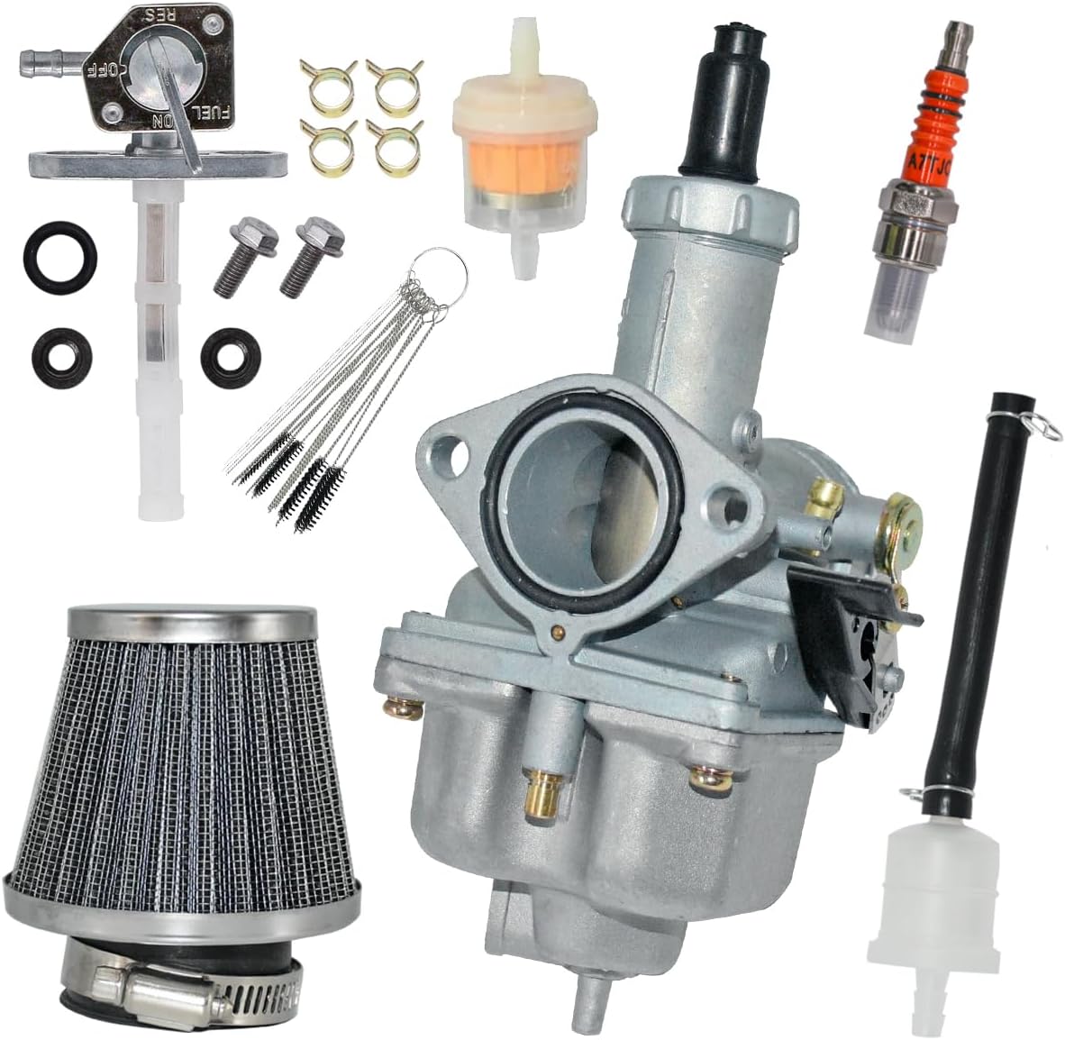 26mm Carburetor for Honda Dirt Bike XR100 1981-1984 XR100R 1985-2004 CRF100F 2004-2013 ATV Carb with Air Filter & Fuel Valve Petcock