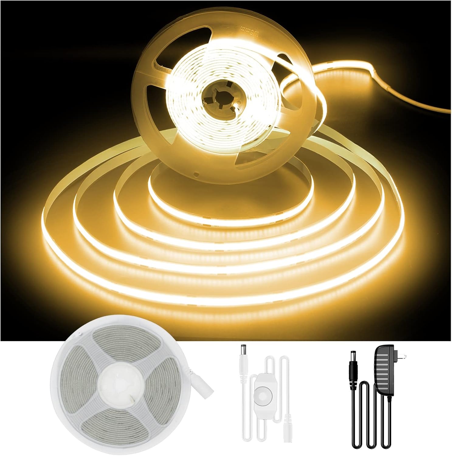 DAYBETTER COB LED Strip, 16.4 ft Warm White LED Strip Lights, Dimmable LED Light