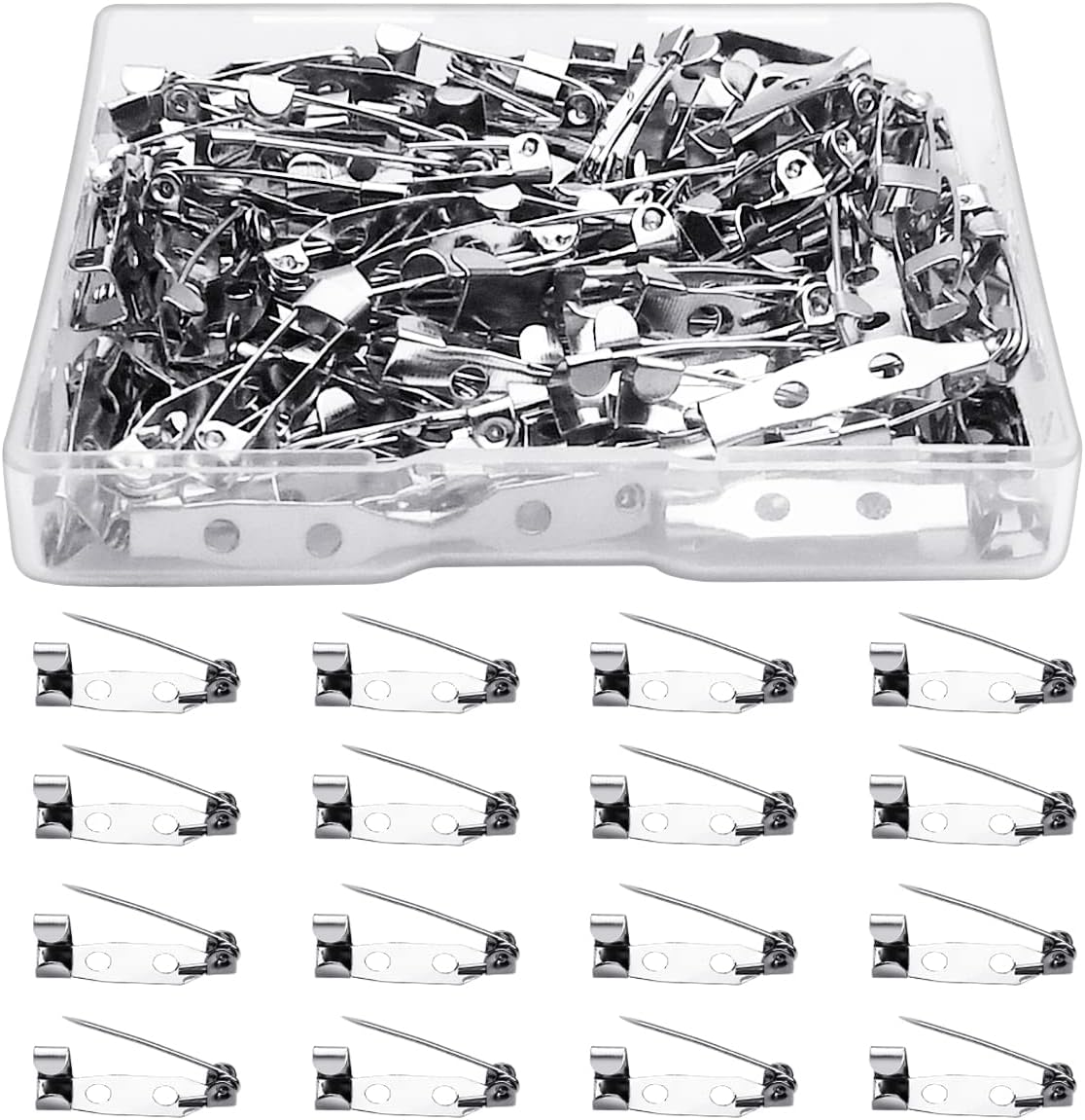 yueton 200pcs Metal Double Hole Craft Pin Back Clasp Brooch Safety Pins Bar Pins