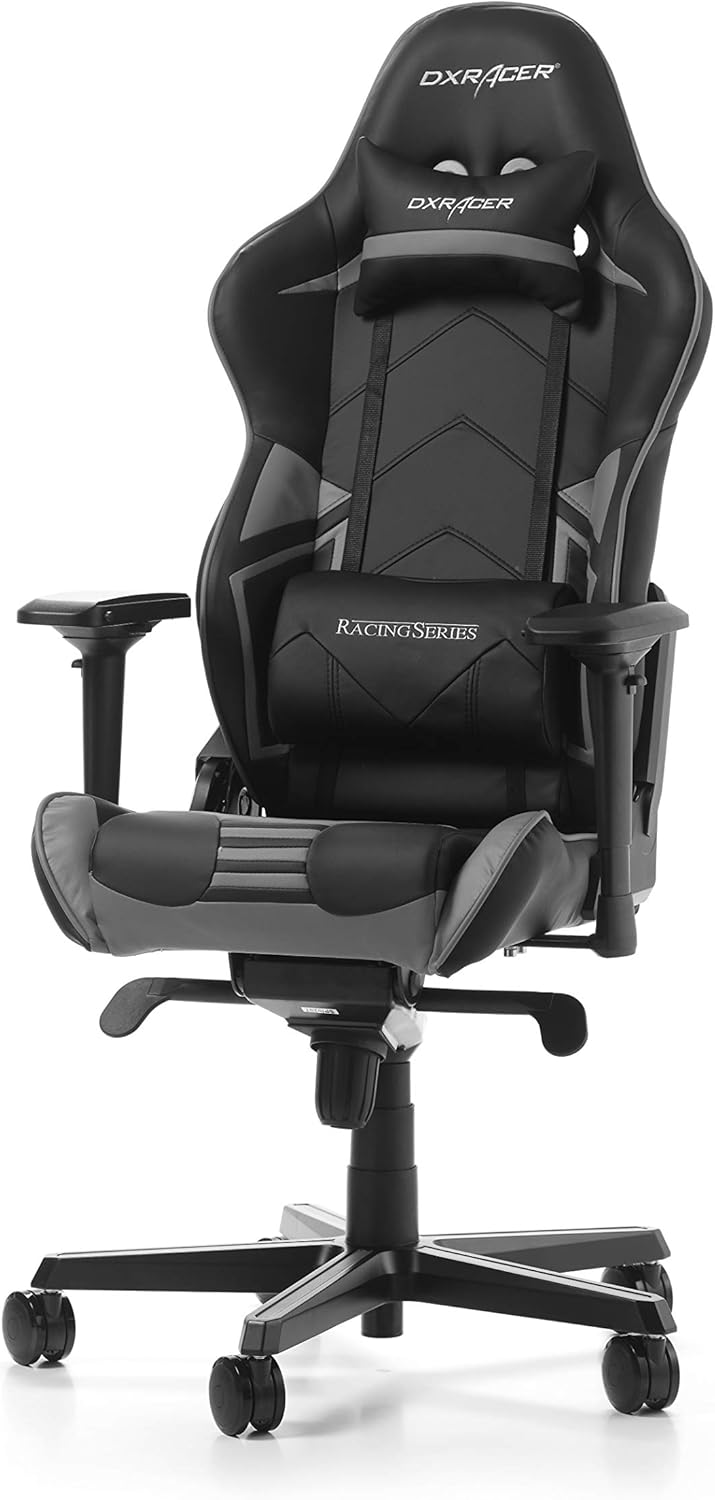 DXRacer (el Original) Racing Pro R131 Silla Gaming, Cuero sintético, Negro & Gris, 165-195 cm
