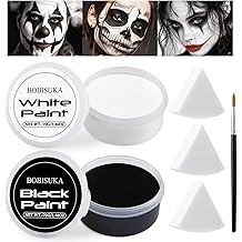 BOBISUKA Halloween Black and White Face Body Paint Set Oil Based Face Painting Kit for Adult Non Toxic Large Capacity Facepaint for Cosplay Clown Skeleton Vampire Special Effects Makeup