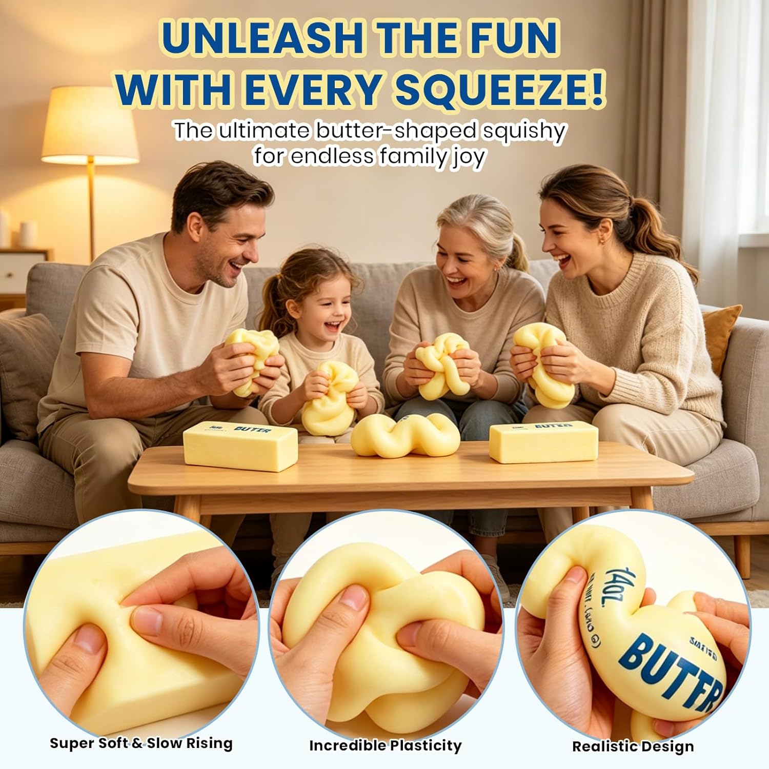 10in Gaint Butter Squishy, 14oz Jumbo Slow Rising Squeeze Stress Balls for Adults Stress Relief Anxiety Relief Office Home Party Favors (3 pcs Big Butter Squishy)