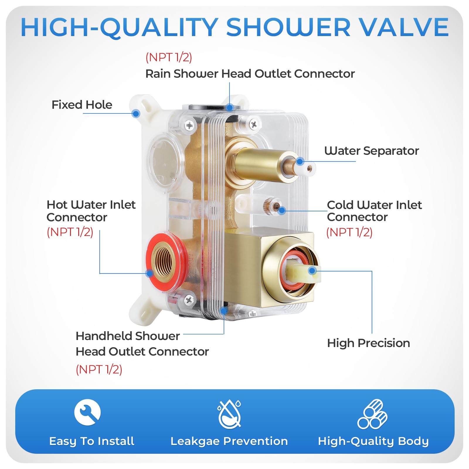Gold Shower Faucet Set, 10 inch Rain Shower System with Pressure Balance Valve, Wall Mounted 2-Functions Bathroom Shower Systems with Rain Shower and Handheld Spray Shower Trim Included: 10 Inch Brushed Gold
