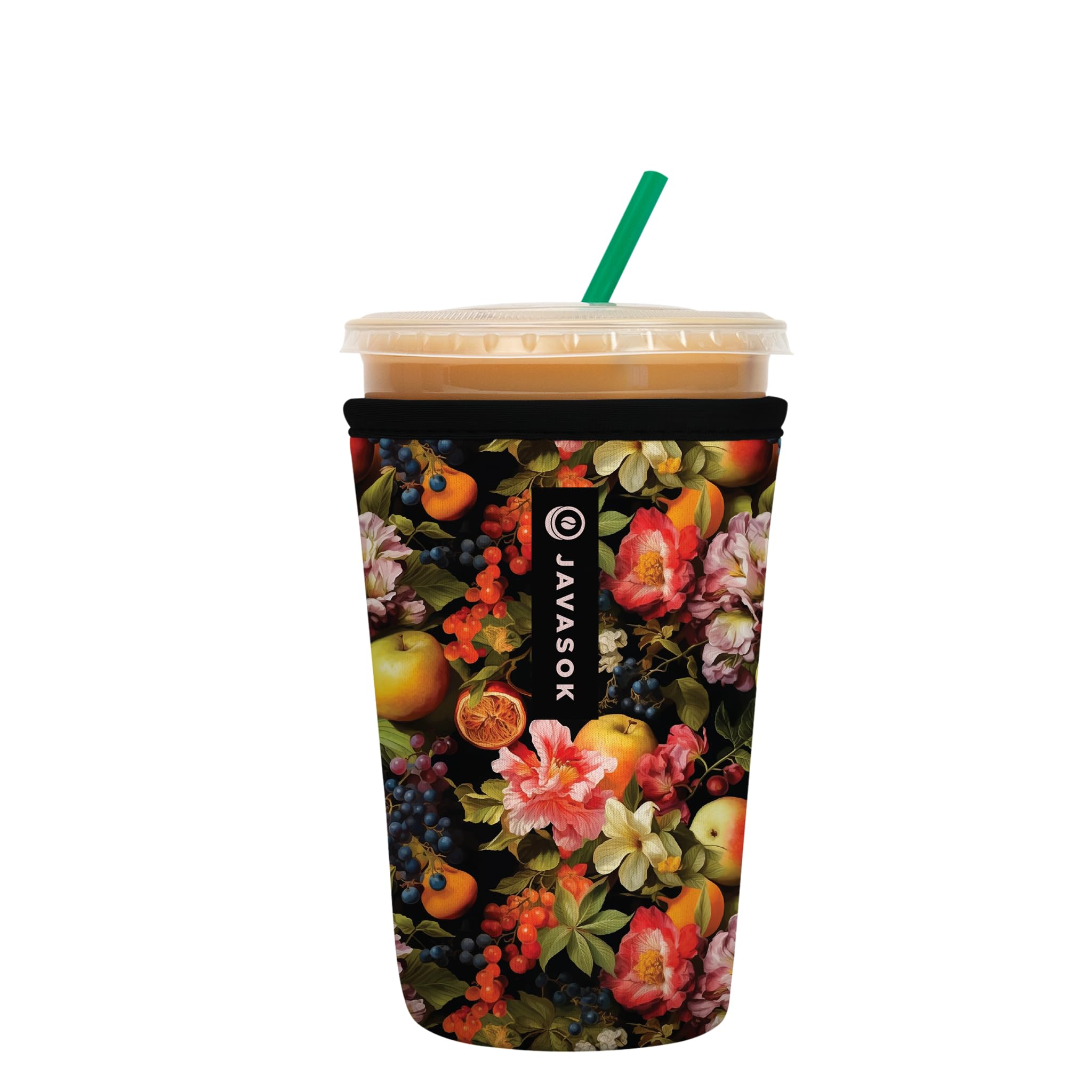 Sok It JavaSok Iced Coffee &amp; Cold Soda Insulated Neoprene Cup Sleeve (Fruitful Harvest, Medium: 22-28oz)