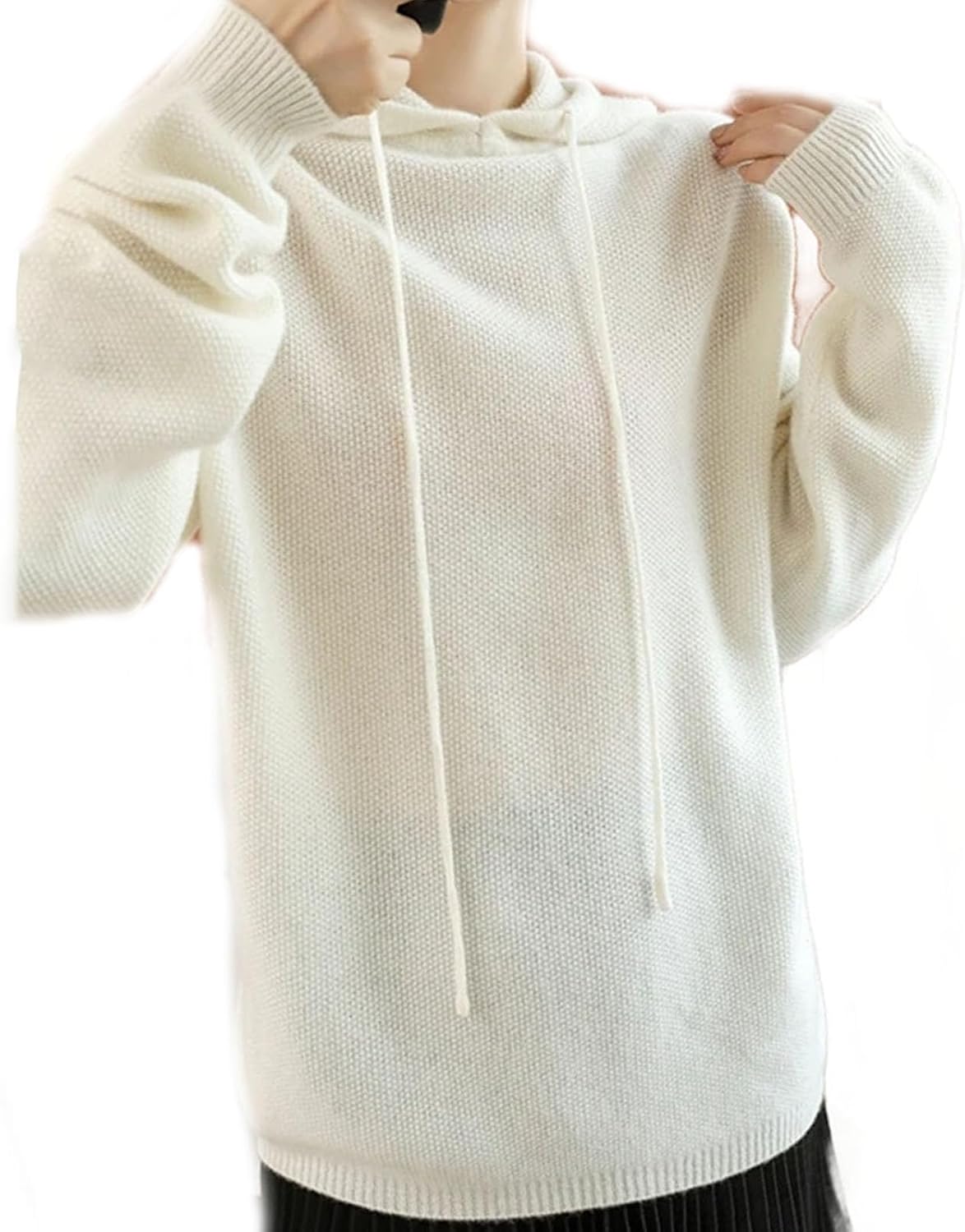 Women's Hooded Long-Sleeved Pullover Wool Knitted Sweater Solid Color Casual Bottoming Shirt