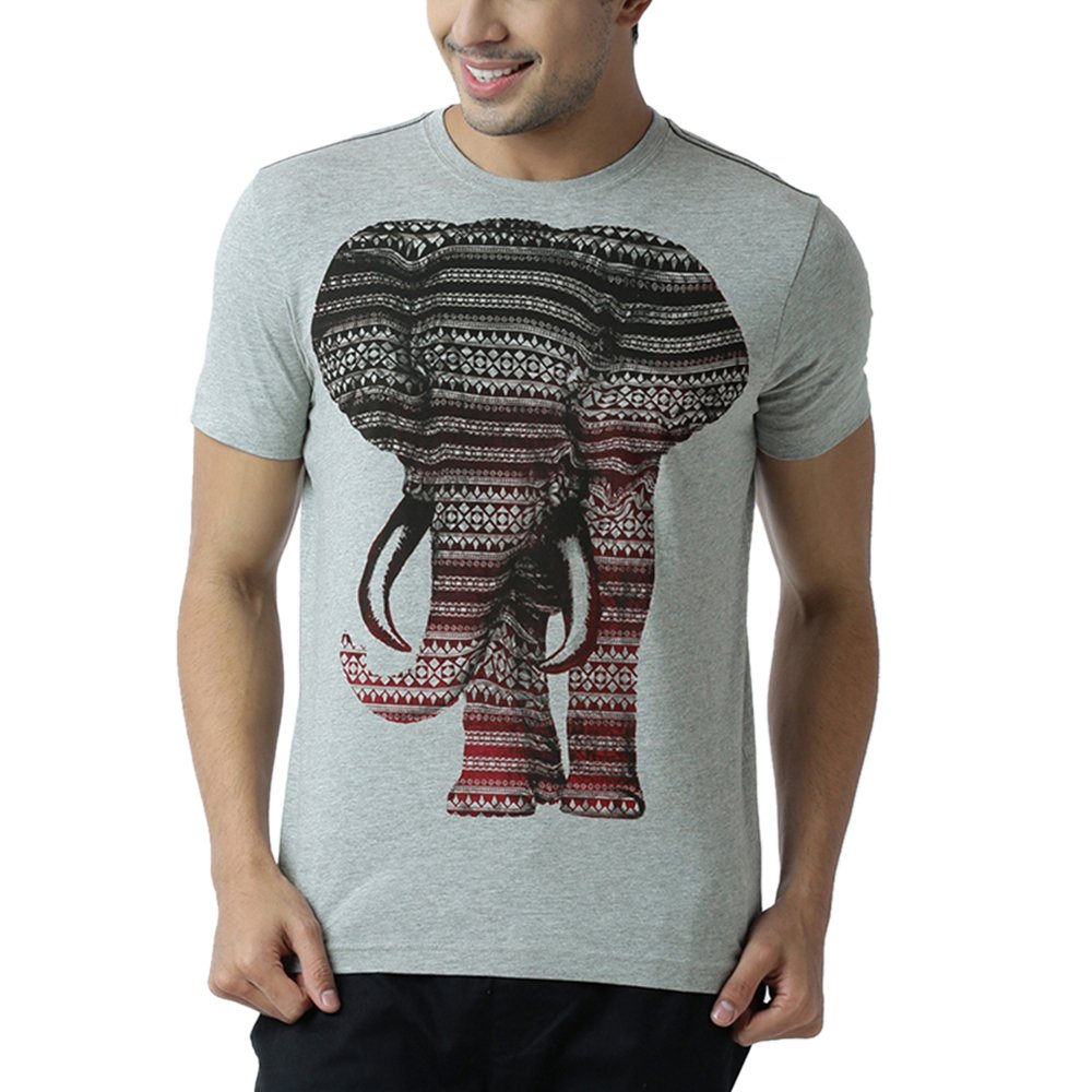 HUETRAPMen's Striding Elephant Short Sleeve T Shirt