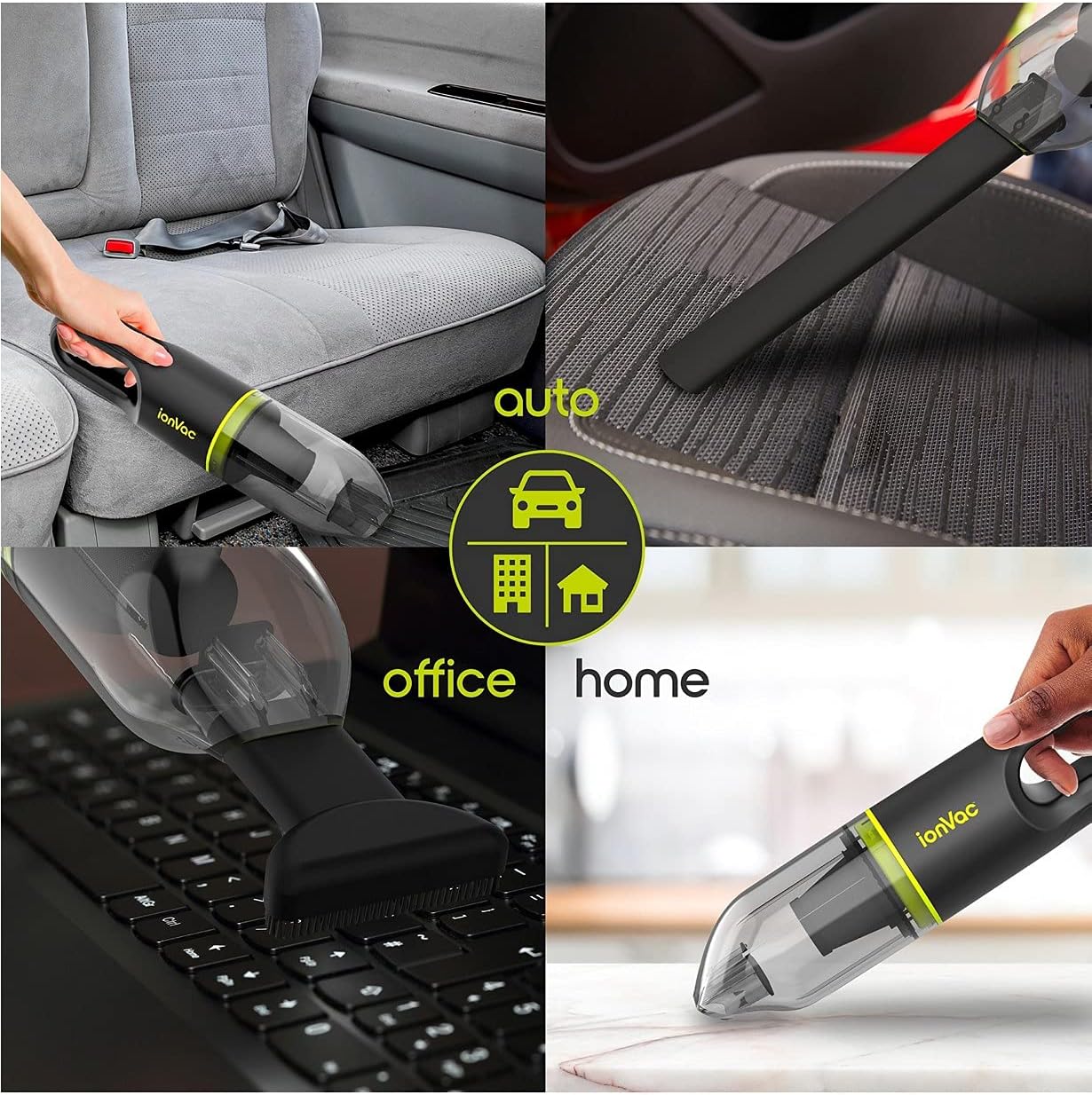 Tzumi 7441 Portable Vacuum Green used in auto, office, and home settings