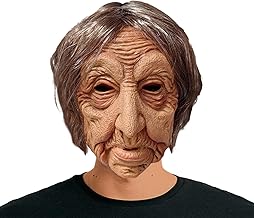 Halloween Witch Mask, Old Witch Mask with Hair, Halloween Scary Latex Witch Mask, Realistic Horror Mask for Halloween Carnival Fancy Dress