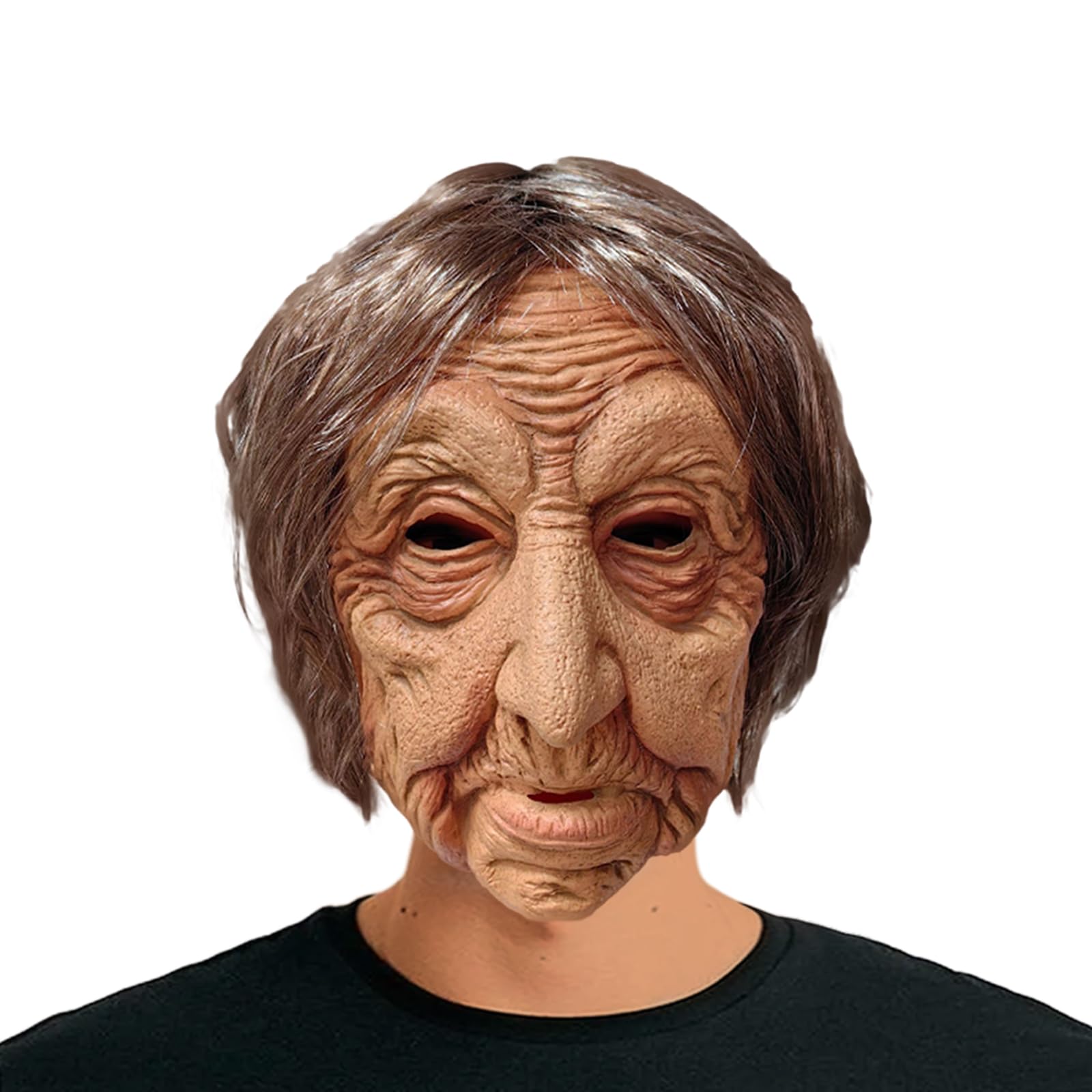Aofonchy Halloween Old Woman Mask - Creepy Full Face Latex Costume Prop, Realistic Scary Granny Horror Mask for Cosplay