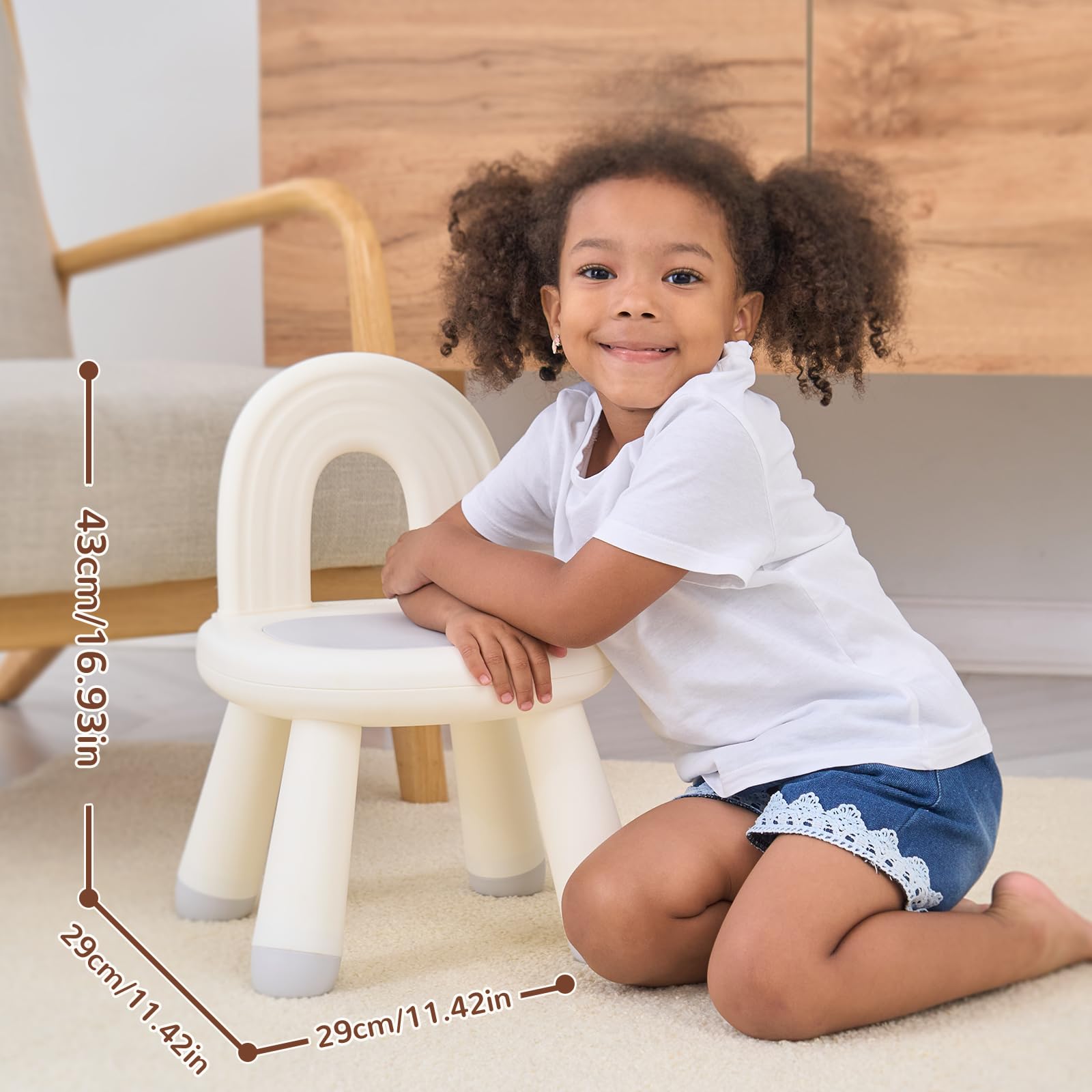 Silla para niños pequeños, silla ergonómica para niños, duradera y resistente, silla pequeña de plástico para niños de 1 a 3 años 8