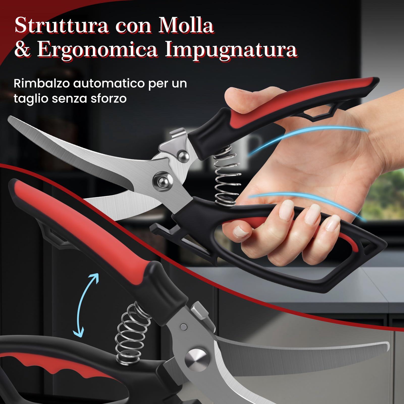 Cozxra Forbici da cucina professionali, forbici per pollame affilate in acciaio inossidabile, multiuso trinciapollo con chiusura di sicurezza e meccanismo a molla, per Osso di Pollo, Carne, Verdura
