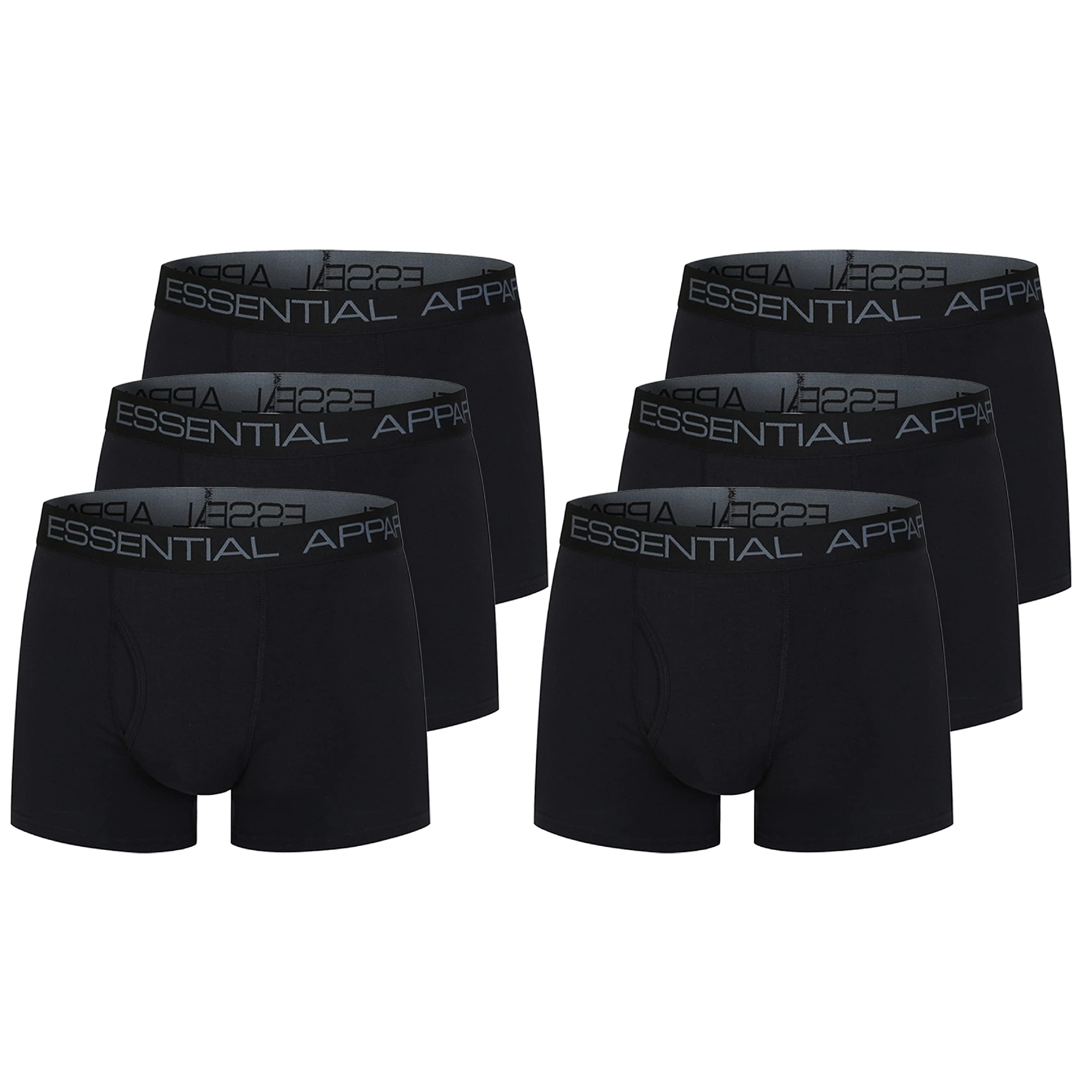 The Essentials Wardrobe Mens TEW 6 Pack Mens Boxer - 3X Large - Black