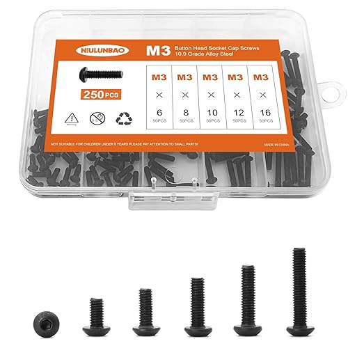 NIULUNBAO Tornillos de cabeza de botón M8 x 0.394in, 0.472in, 0.630in, 0.787in, 0.984in, pernos de acero de aleación de grado 10.9, acabado de óxido