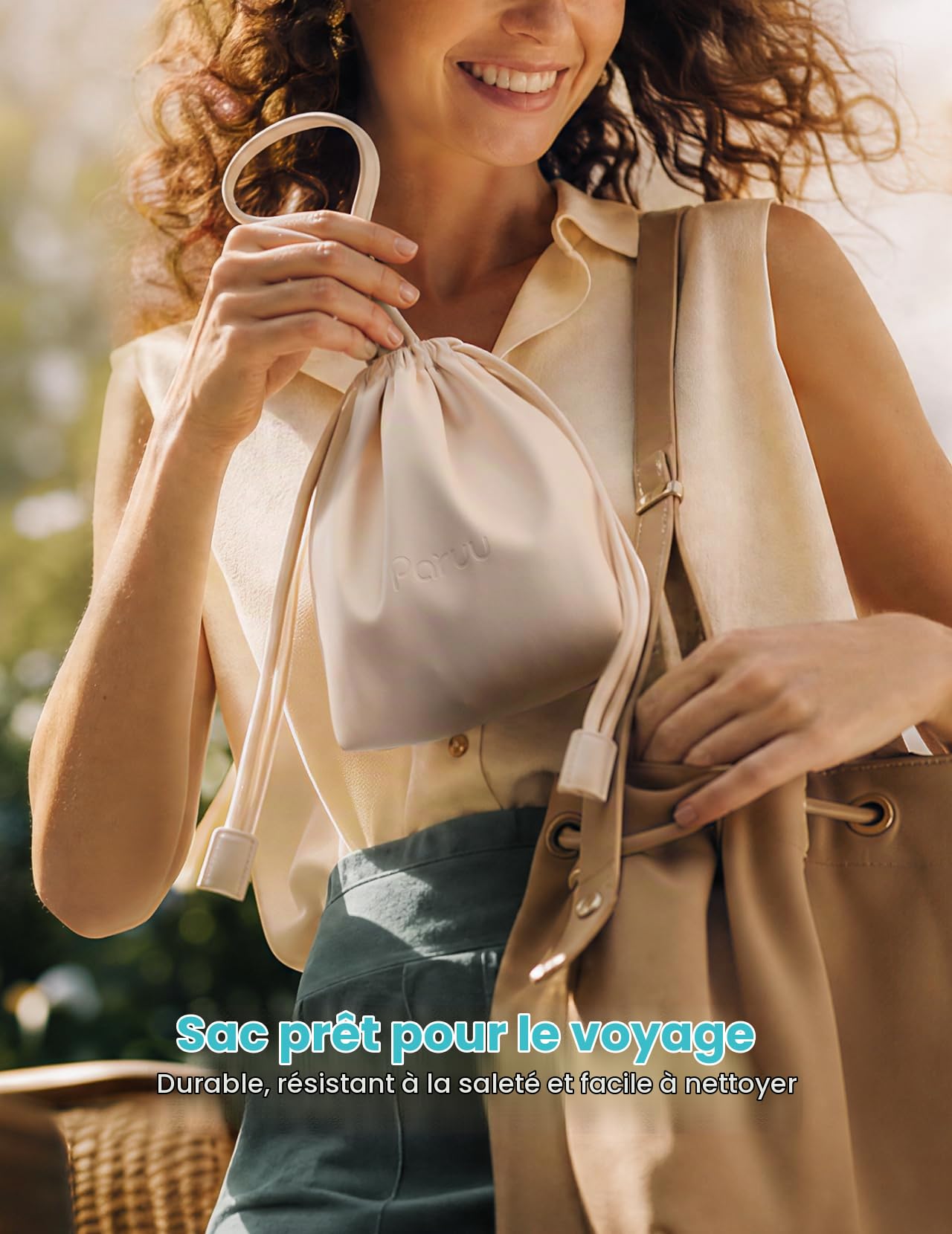 Paruu Tire lait Electrique Main Libre P16 Pro, Tire-lait Portable avec veilleuse, 4 modes et 12 niveaux, aspiration de 309 mmHg, sac de rangement et housse de protection (2, Champagne)
