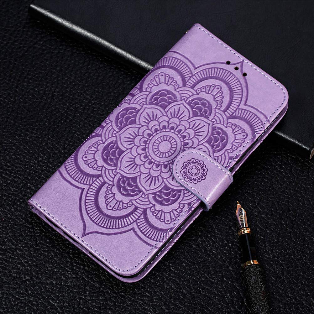 TOUCASA Cover per Huawei Y5 2019,Flip Caso Custodia [Creativo Dipinto] PU Pelle Portafoglio Unico Sottile Funzione TPU Antiurto Flip Cover a Libro per Huawei Y5 2019 (Tigre Viola