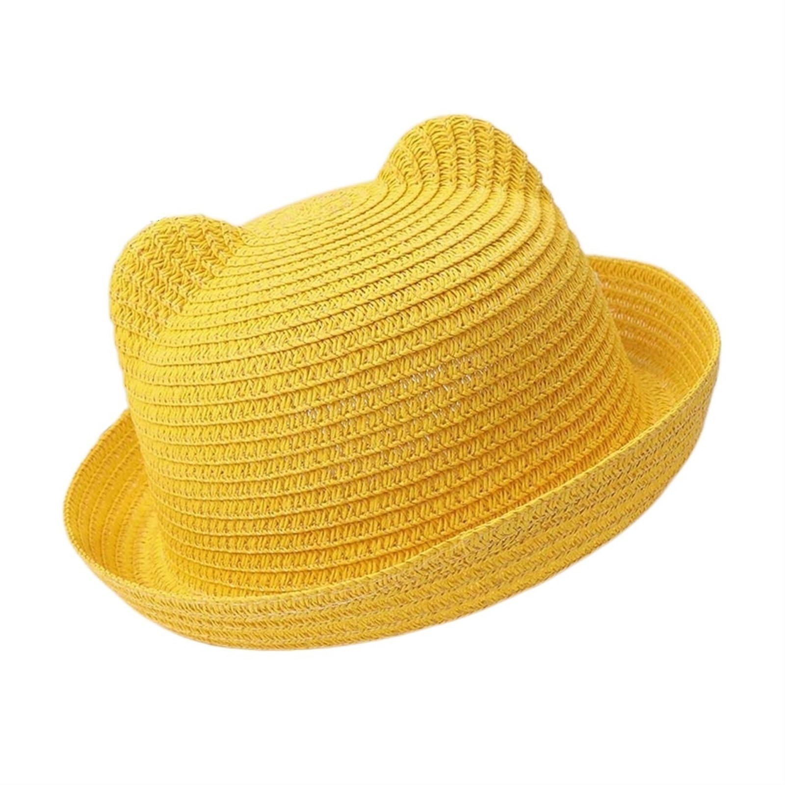 JBIVWW Sombrero De Color Sólido con Orejas for Bebé,Gorro De Paja for Niño Y Niña,Gorra for Niño,Protección Solar for Niño,Sombrero De Sol for Playa