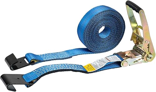 Vista 103 de Mytee Products Paquete de 20 correas de trinquete de 2 pulgadas x 30 pies con gancho plano, WLL 3,333 amarre de remolque, rojo para plataforma