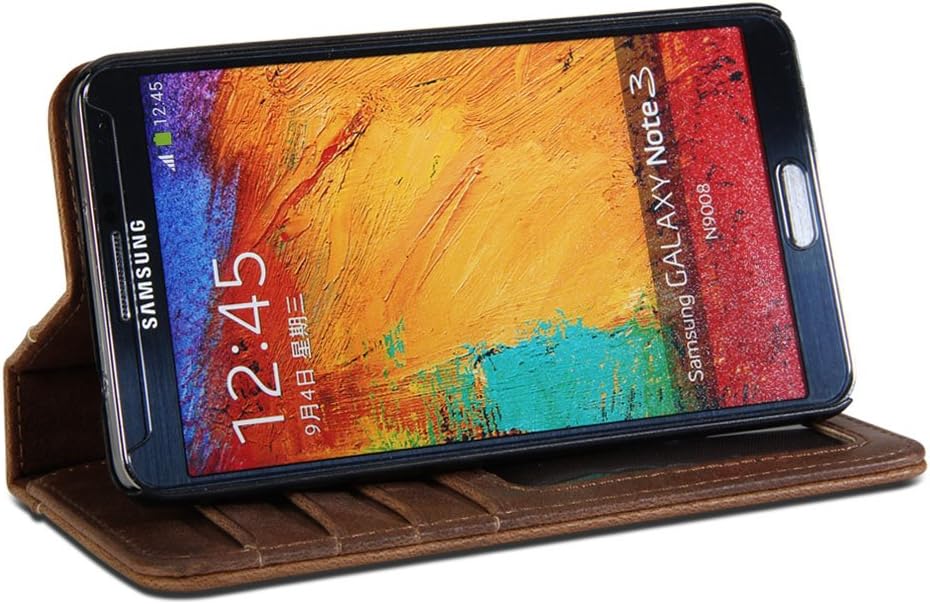 Galaxy Note 3 case, GMYLE Book Wallet Case Vintage for Samsung Galaxy Note 3 III N9000 - Brown Crazy Horse Pattern PU Leather Wallet Stand Cover