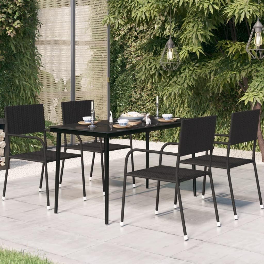 Patio Dining Table,Deck Table,Outdoor Side Table,Outside Tables for Yard,Garden Table for Picnic Camping Porch Deck Lawn Backyard, Black 55.1"x27.6"x29.1" Steel and Glass