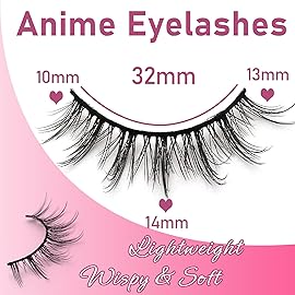 Losha Manga Lashes Fluffy Faux Mink Lashes Natural Look 10 Pairs Asian False Eyelashes Pack Look Like Individual Clusters (6D75)