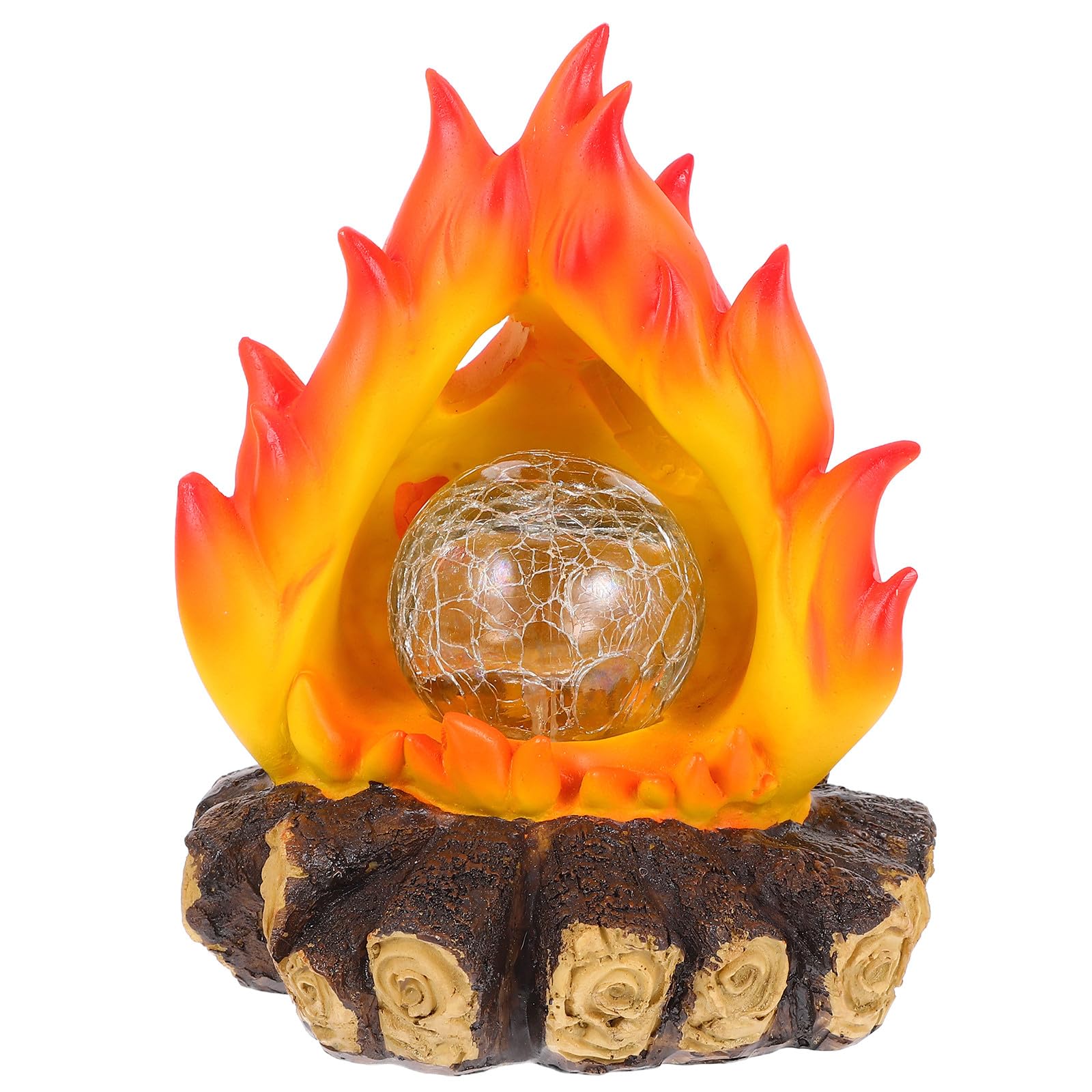 Solarbetriebenes Kunstharz Feuerstellenlicht mit 3d-led Flammeneffekt | Wetterfest, für Halloween und Weihnachten, Wohnzimmmer Deko, Lagerfeuer Ornament