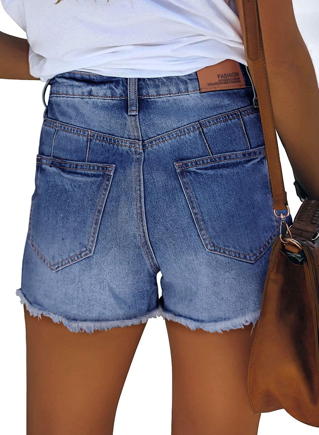 ZOLUCKY Jean Shorts Womens Summer High Waisted Denim Stretchy Ripped with Pockets - Image 3