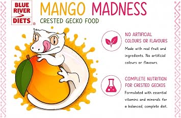 Blue River Diets Crested Gecko Diet | Mango Madness | All Natural Low Fat Complete Gecko Food | 2.1oz