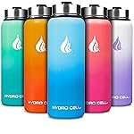 HYDRO CELL Stainless Steel Insulated Water Bottle with Straw - For Cold & Hot Drinks - Metal Vacuum Flask with Screw Cap and Modern Leakproof Sport Thermos for Adults (Sky/Blue 40oz)