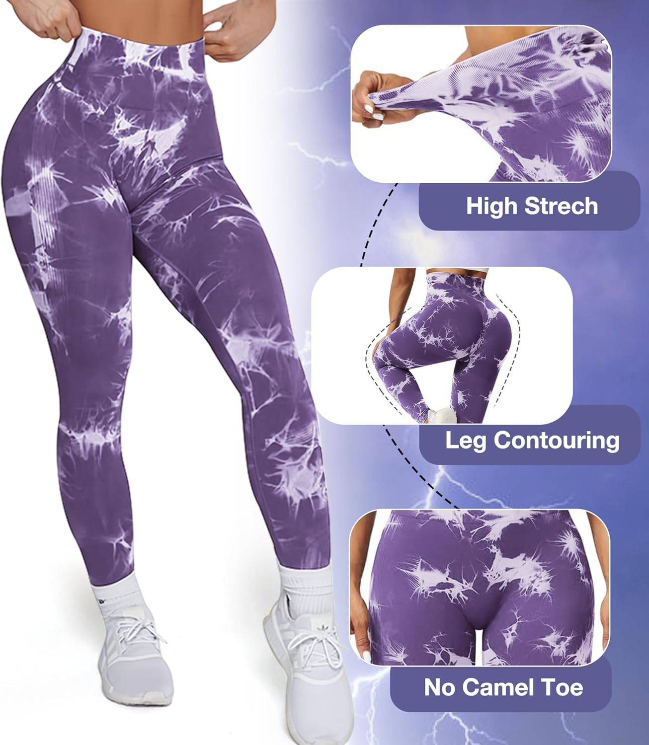 JGS1996 Tie Dye Scrunch Butt Lifting Leggings for Women Booty Sculpting Workout Tight High Waist Tummy Control Yoga Gym Pants - Image 4