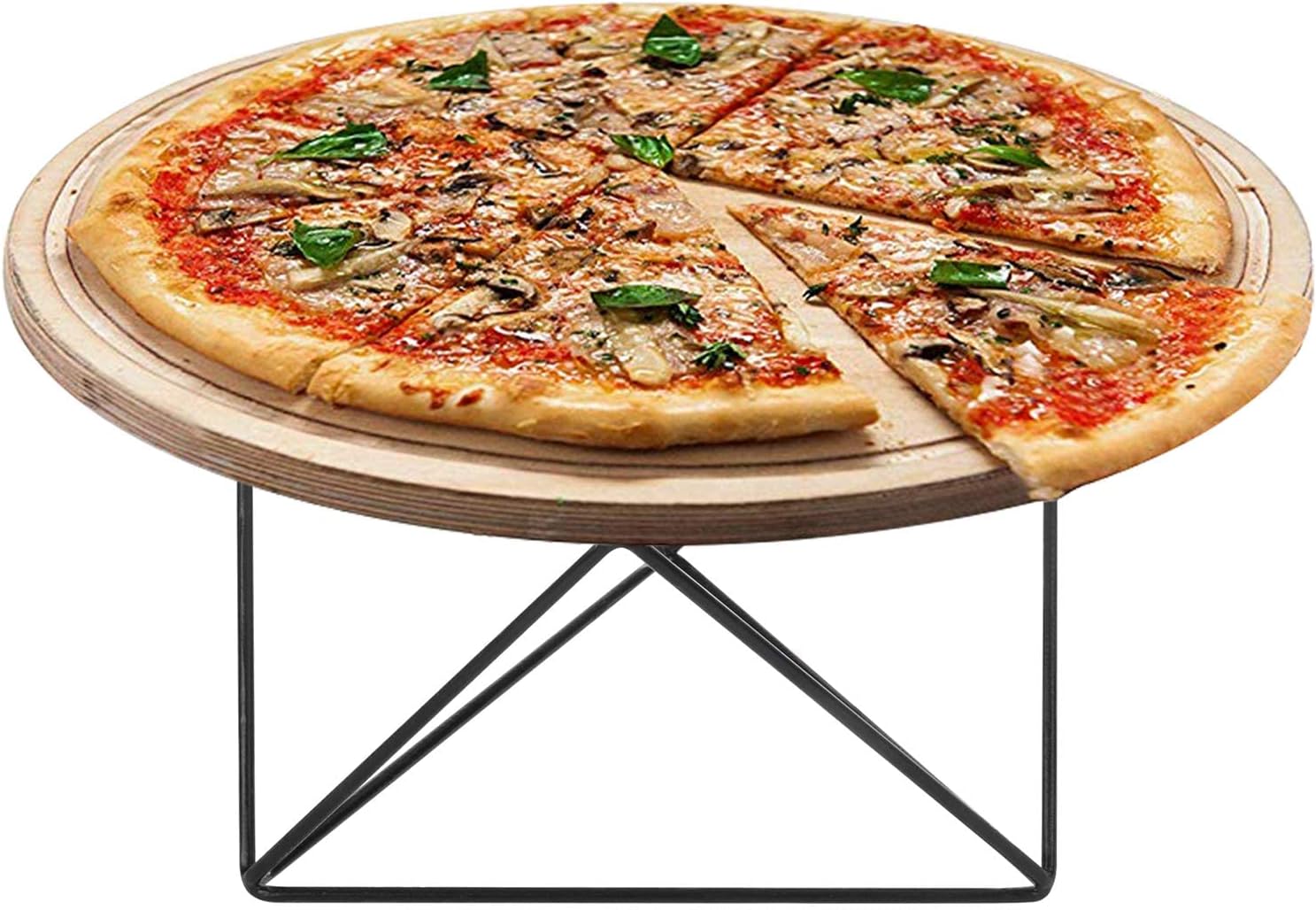 Lsarimo 10-inch Geometric Matte Black Metal Wire Pizza, Cake, or Dessert Tray Riser Stand