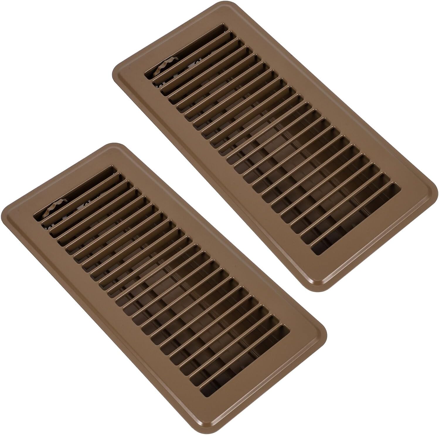 Kisangel 2pcs 4 X 10 Inch Floor Register Vent Covers Brown Metal Grilles for Home HVAC Air Ventilation and Heater Vent Deflector Compatible