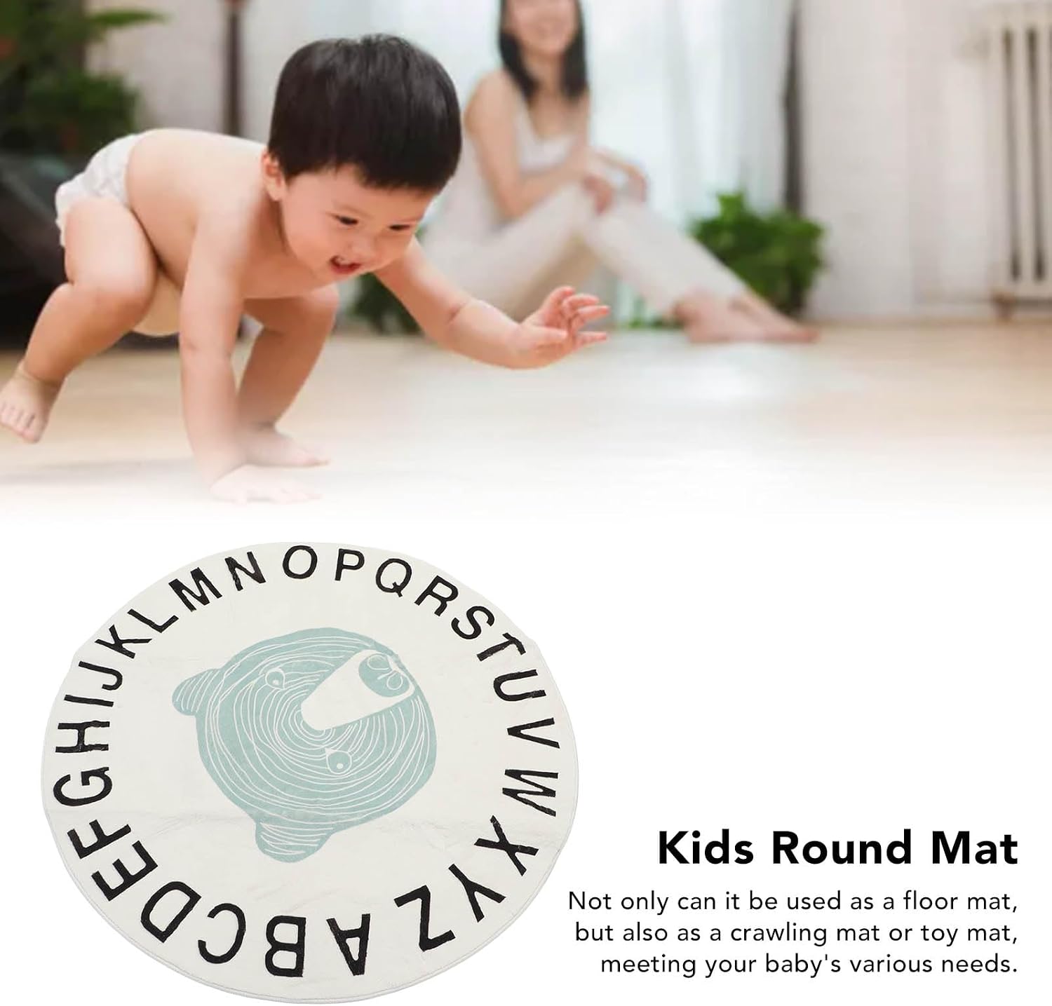 Horoper Round Area Rug,Carpet Bedroom Rug Super Soft Anti Slip Cartoon Animal Kids Play Mat Kids Nursery Washable Area Rugs Cute Circle Rug Play for Nursing Room 39.4in Diameter(Bear)
