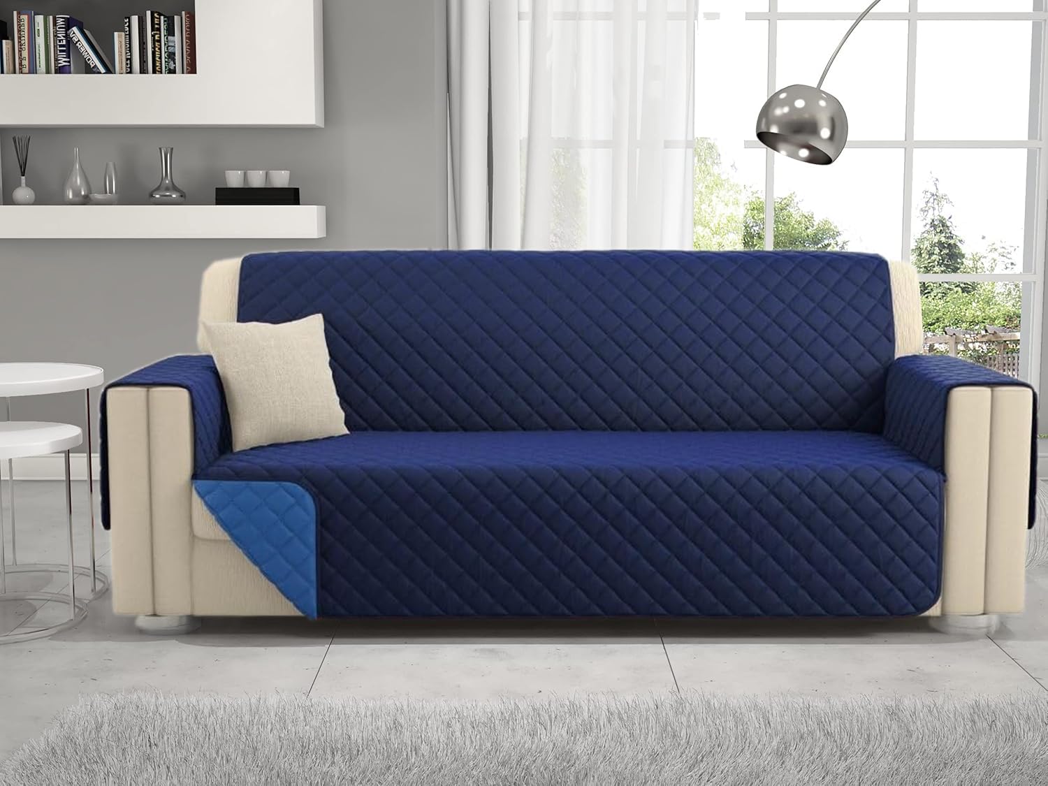 Passione per le tele Copridivano reversibile in microfibra antimacchia e antipelo. Salvadivano Bicolor disponibile in 6 varianti made in Italy (Blu scuro/chiaro, 2 posti)