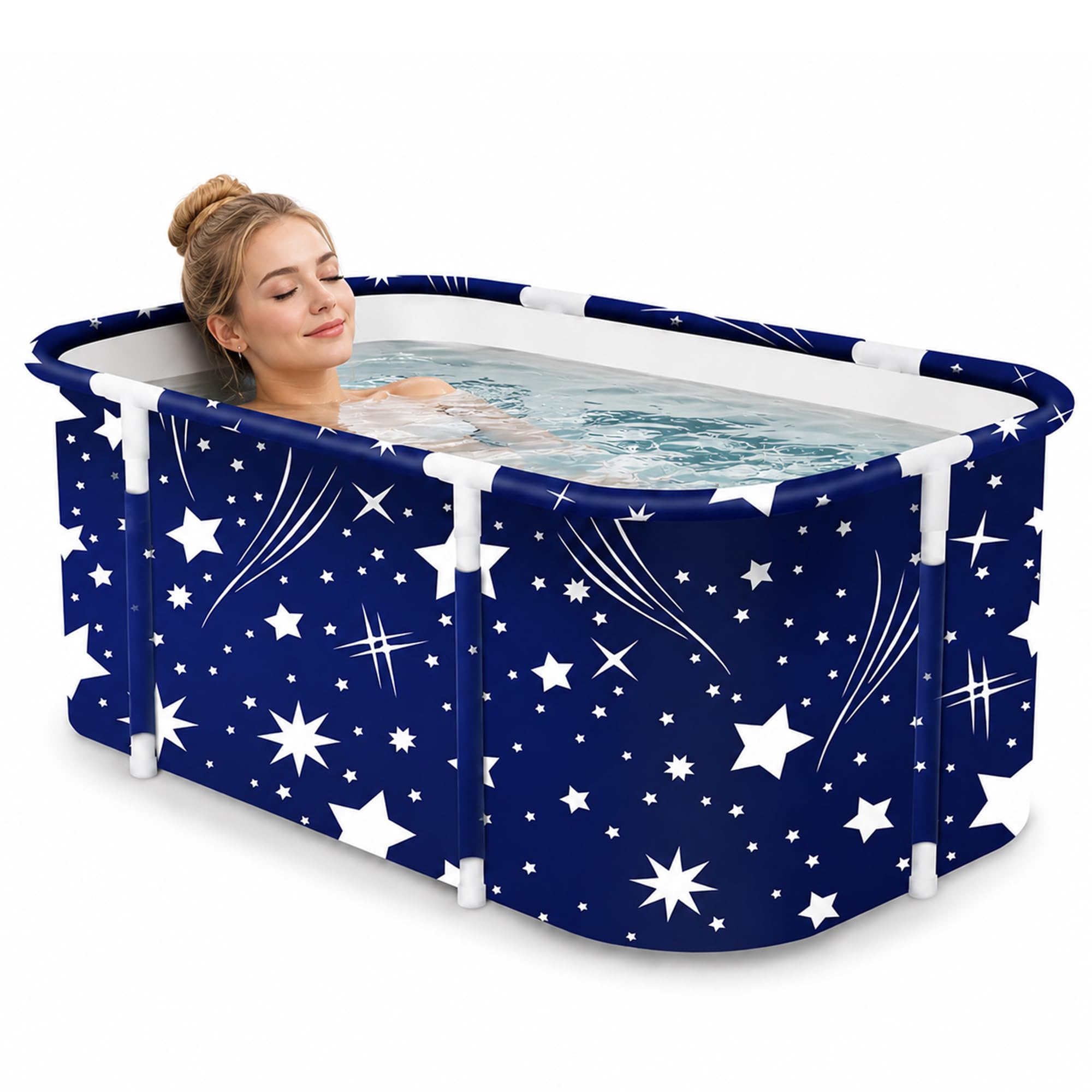 Portable Foldable Bathtub for Adults, Freestanding Soaking Tub for Ice Bath & Hot SPA Cold Plunge Therapy Recovery with Fast Drainage Space-Saving for Home Bathroom Shower