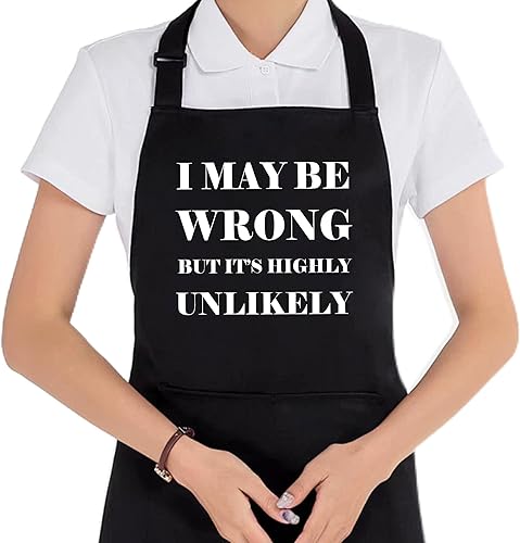 Divertidos delantales para hornear para mujeres y hombres con 2 bolsillos, delantal impermeable ajustable para cocinar cocina a la parrilla, color