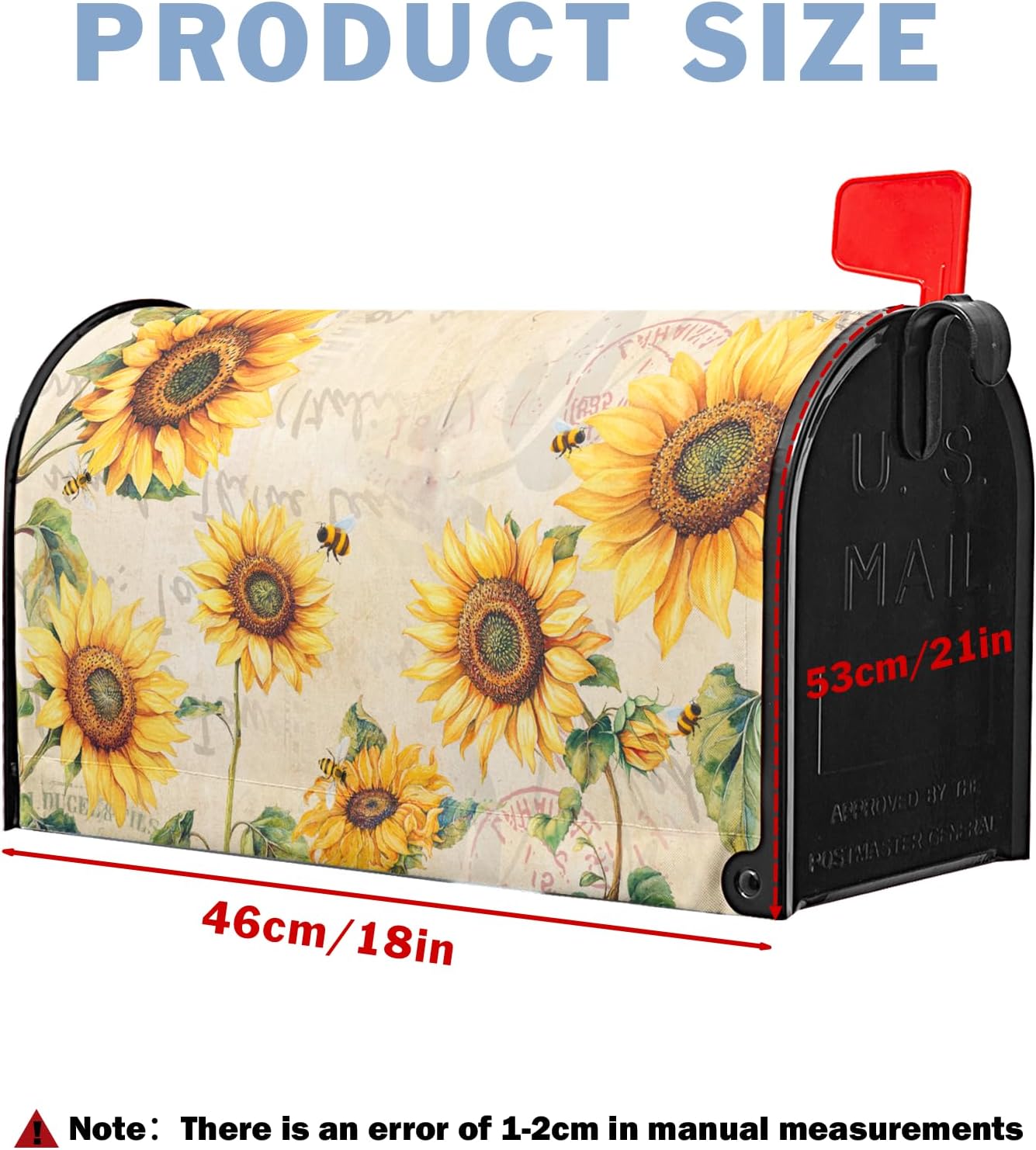 Spring Summer Floral Mailbox Covers Magnetic Sunflowers Flower Mailbox Cover Standard Size 21 x 18 Inch Vintage Rustic Mail Box Wraps for Farmhouse Garden Yard Decor